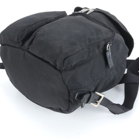 Prada Tessuto Nylon Triangle Logo Leather Backpack Sac Backpack Bag Black - Picture 5 of 11